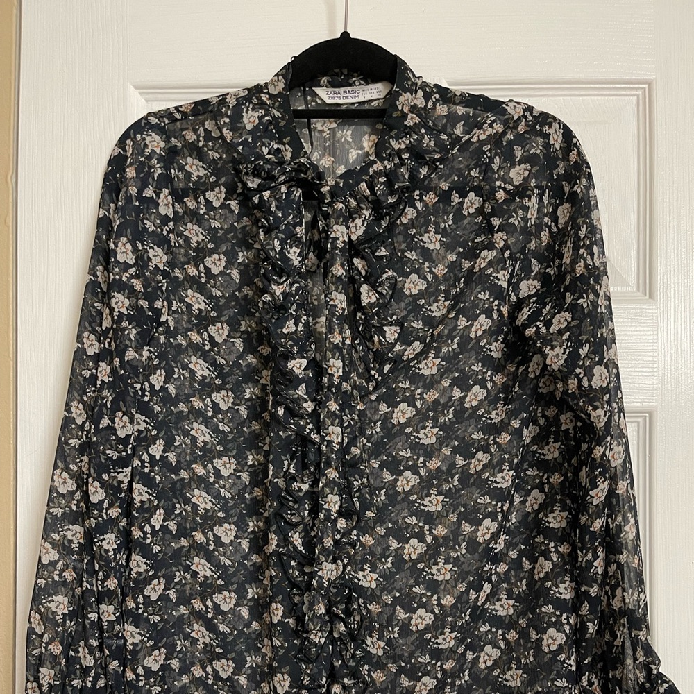 Zara Floral Sheer Blouse